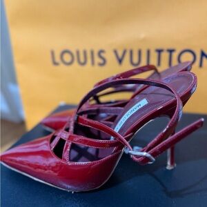 Manolo Blahnik Glossy Red Strappy Heels